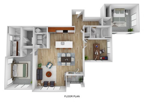 Floor plan for 3 beds, 2 baths, 1416 sqft